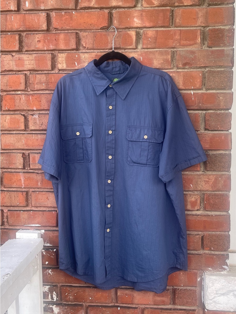 Men's Timberland Short Sleeve Button-Up Shirt in Navy Blue Size XL